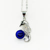 Sterling Silver Sea Horse Aroma Necklace - Navy | Energy & Healing | Diffuse on the go